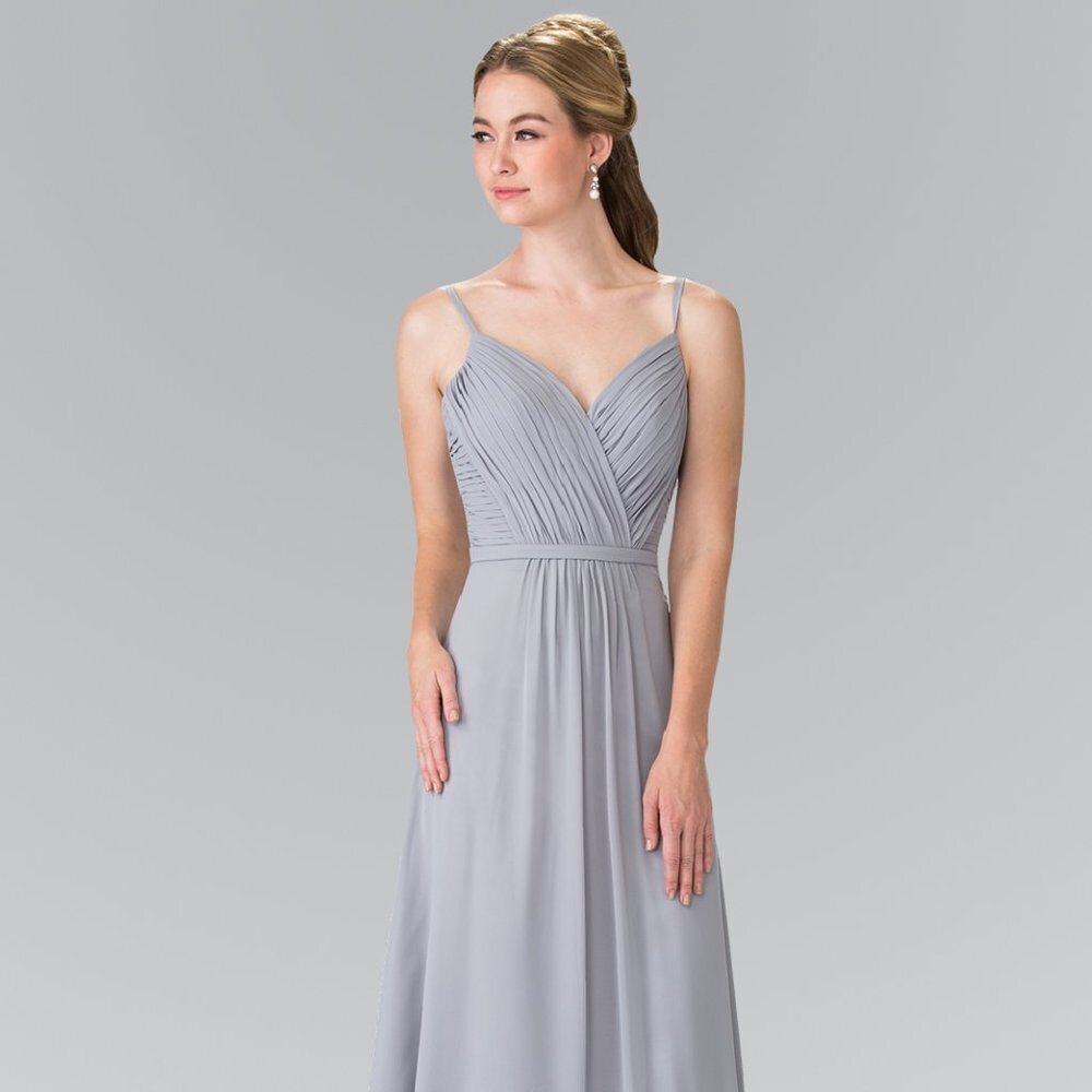 NEW LONG OFF THE SHOULDER SLEEVELESS A-LINE CHIFFON GOWN WITH ZIPPER BACK GL2374